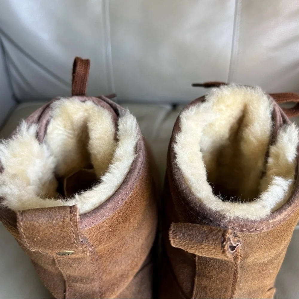 UGG Hannen TL Boots Sz 10 Waterproof Winter Leather Sheepskin Work Warm Brown